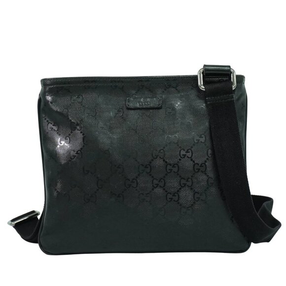 GUCCI GG Imprime 201538 Shoulder Crossbody Bag Black Silver - Picture 1 of 10